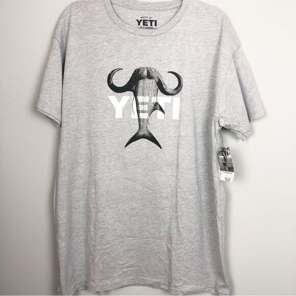 YETI | NEW Men’s Gray Short Sleeve Cape Buffalo Tarpon Tee Size X-Large - Picture 1 of 7
